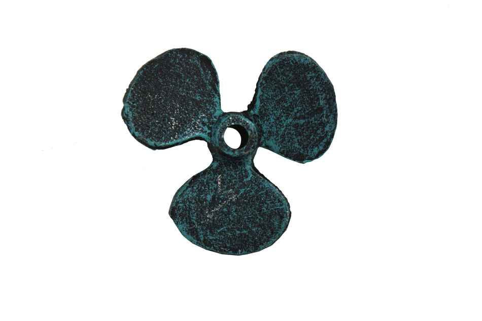 Seaworn Blue Cast Iron Propeller Paperweight 4"