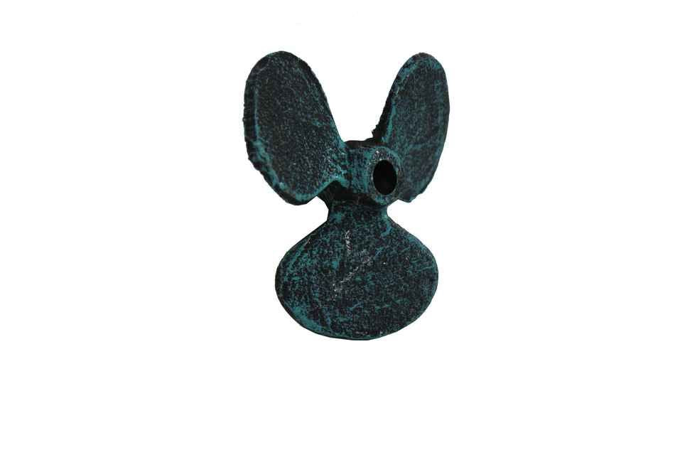 Seaworn Blue Cast Iron Propeller Paperweight 4"