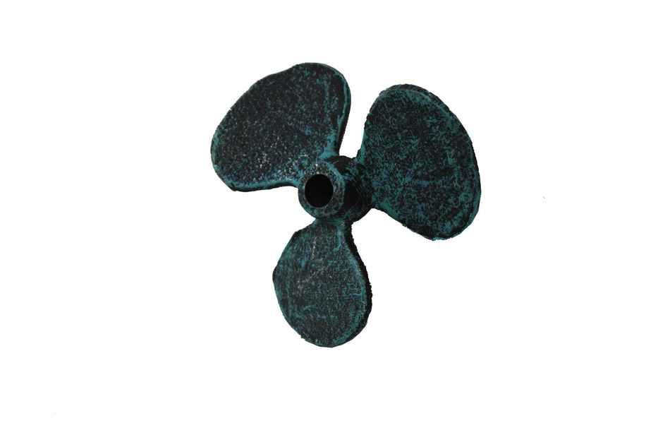 Seaworn Blue Cast Iron Propeller Paperweight 4"