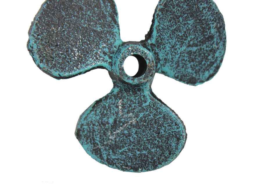 Seaworn Blue Cast Iron Propeller Paperweight 4"