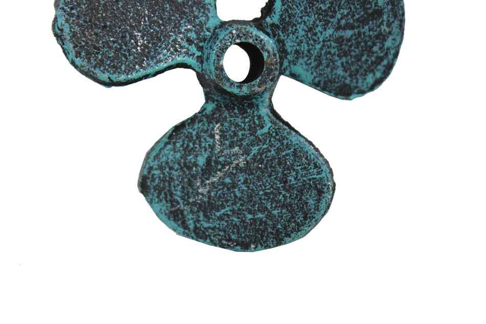 Seaworn Blue Cast Iron Propeller Paperweight 4"