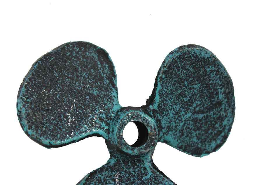 Seaworn Blue Cast Iron Propeller Paperweight 4"
