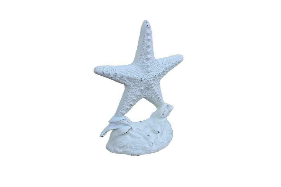 Whitewashed Cast Iron Starfish Door Stopper 11"