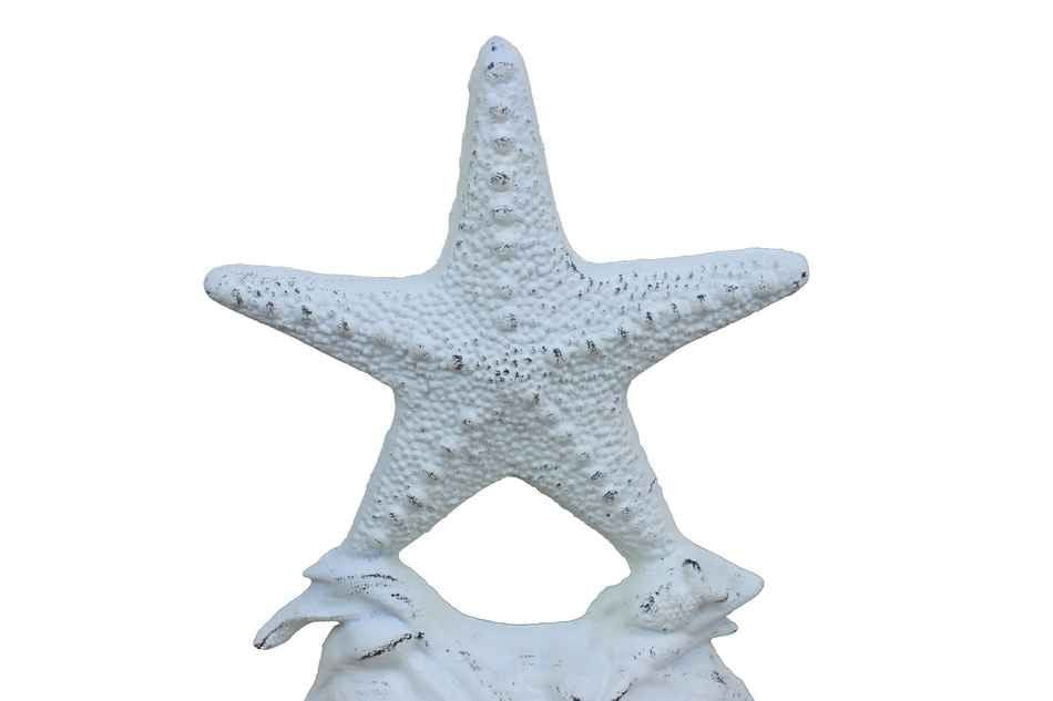 Whitewashed Cast Iron Starfish Door Stopper 11"