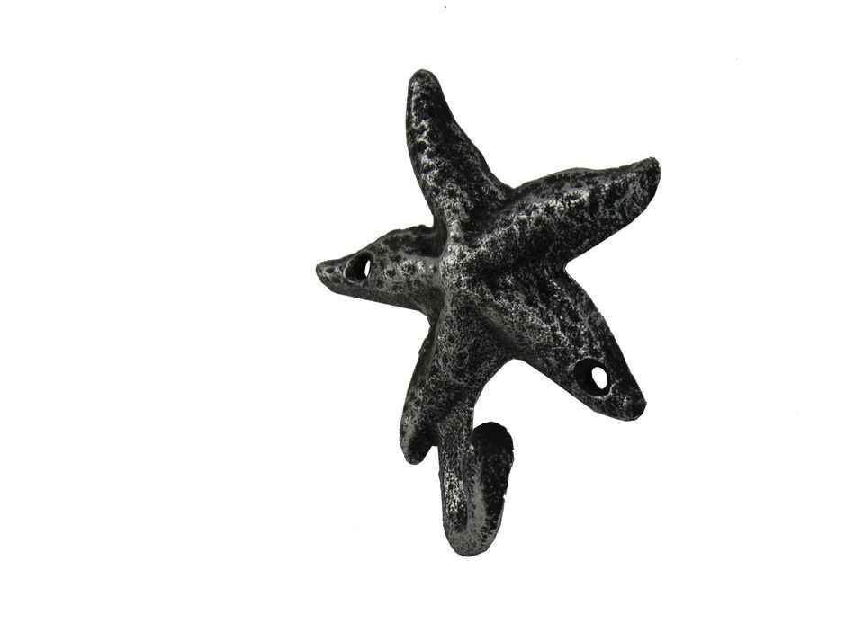 Antique Silver Cast Iron Starfish Hook 4"