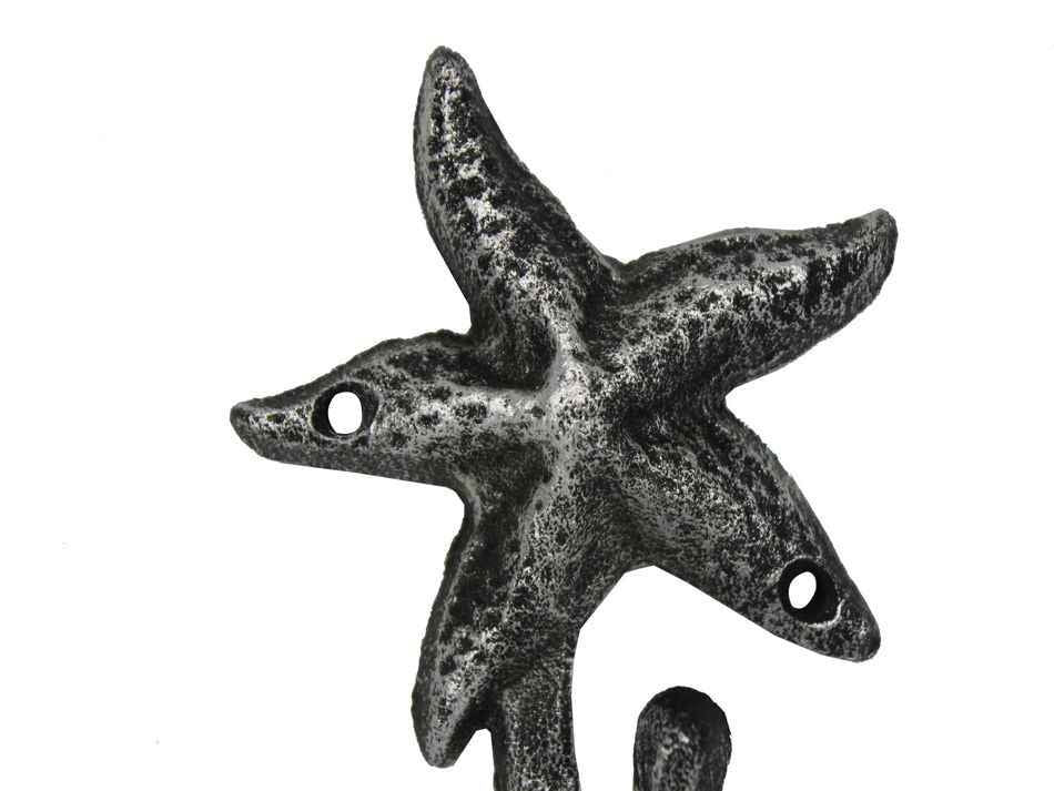 Antique Silver Cast Iron Starfish Hook 4"