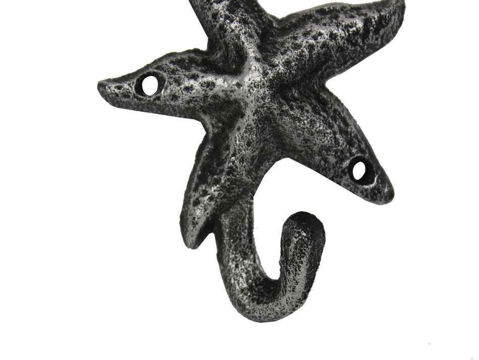 Antique Silver Cast Iron Starfish Hook 4"