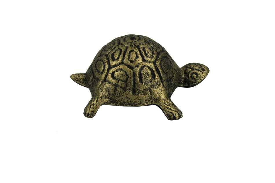 Antique Gold Cast Iron Turtle Paperweight 5"