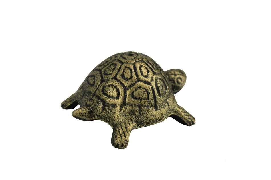 Antique Gold Cast Iron Turtle Paperweight 5"