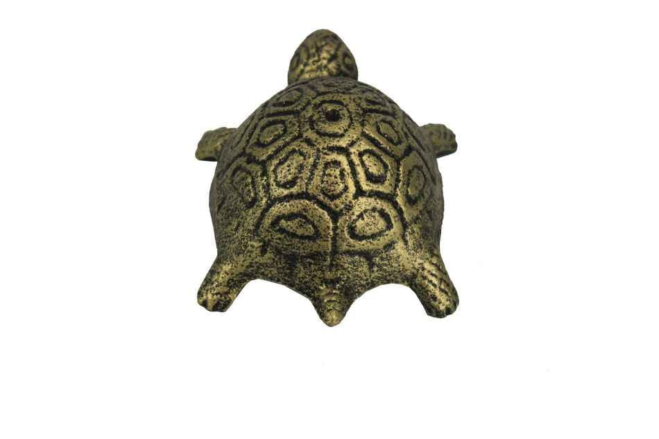 Antique Gold Cast Iron Turtle Paperweight 5"