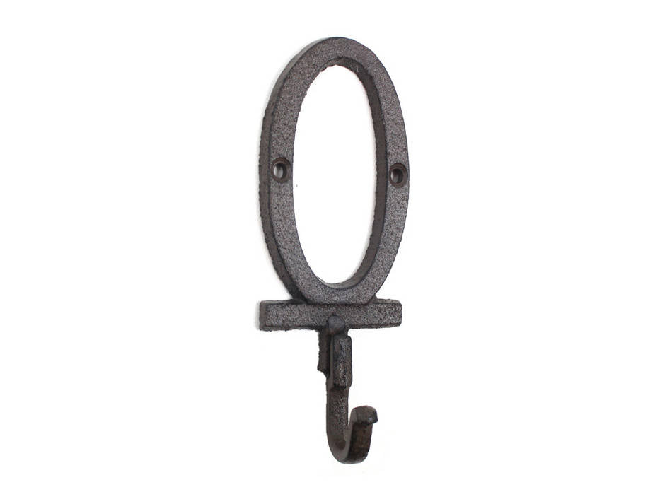 Cast Iron Letter O Alphabet Wall Hook 6"