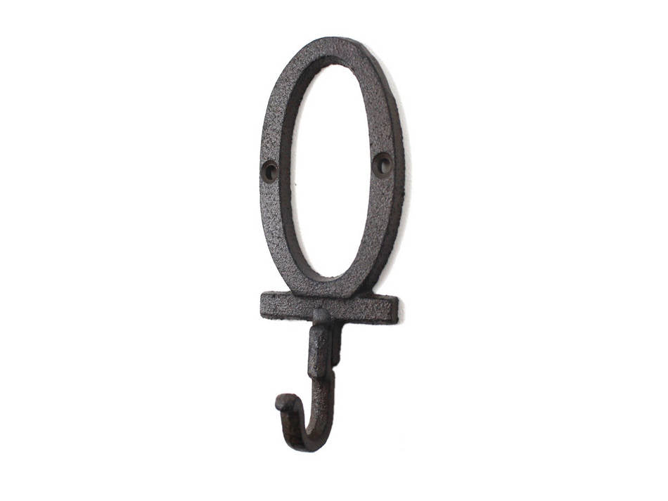 Cast Iron Letter O Alphabet Wall Hook 6"
