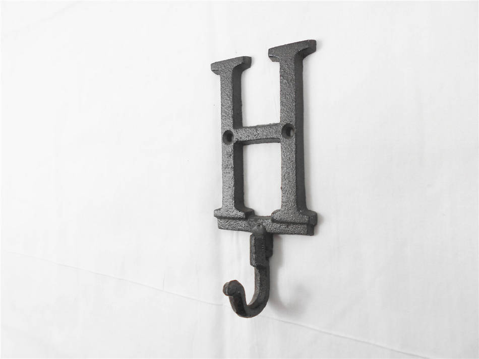 Cast Iron Letter H Alphabet Wall Hook 6"