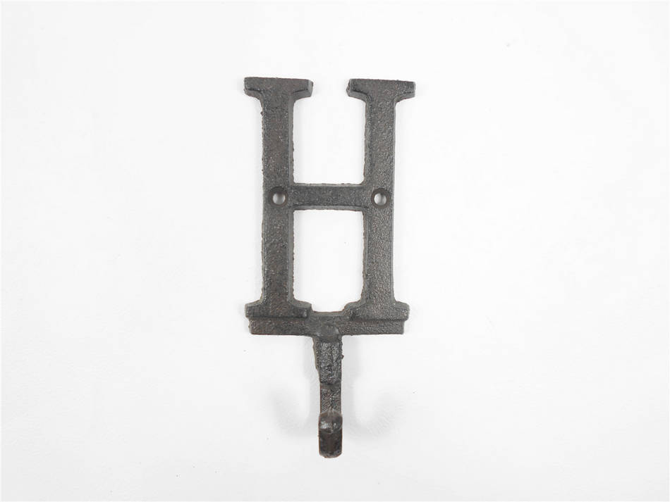 Cast Iron Letter H Alphabet Wall Hook 6"