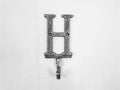 Rustic Silver Cast Iron Letter H Alphabet Wall Hook 6"