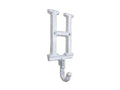 Whitewashed Cast Iron Letter H Alphabet Wall Hook 6"
