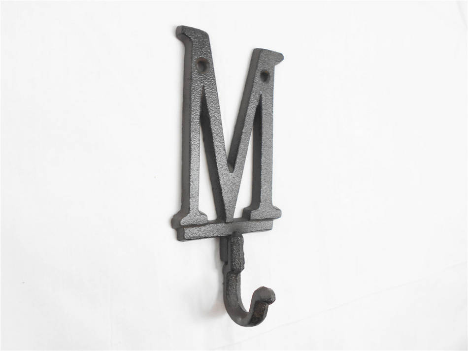 Cast Iron Letter M Alphabet Wall Hook 6"