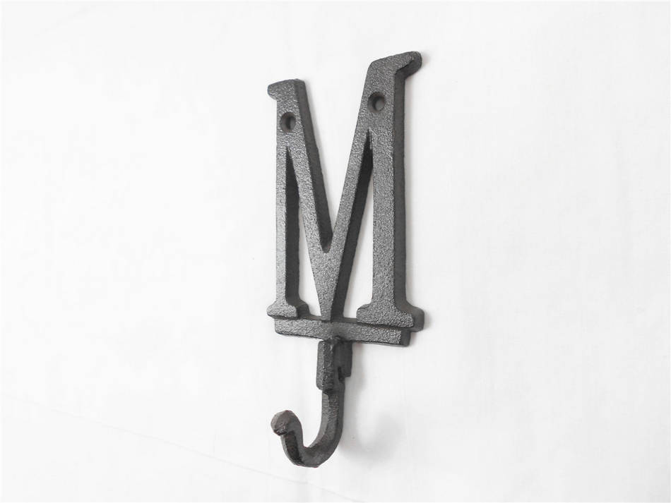 Cast Iron Letter M Alphabet Wall Hook 6"