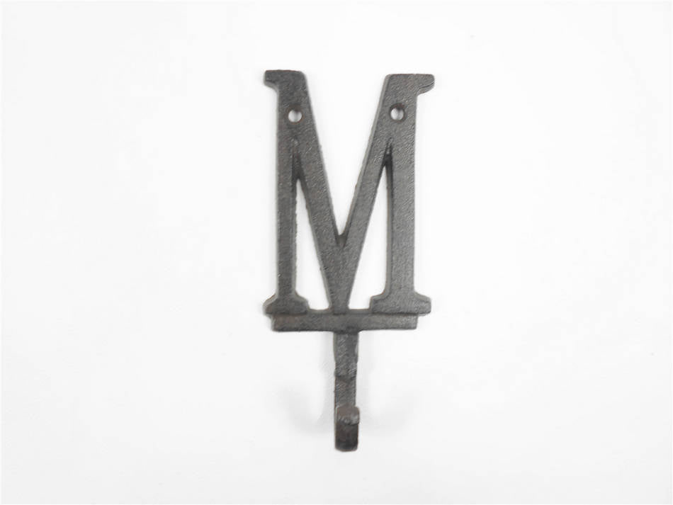 Cast Iron Letter M Alphabet Wall Hook 6"