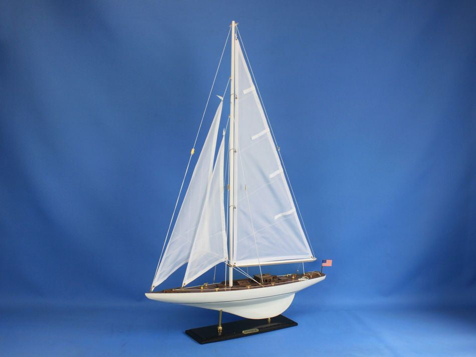 Wooden Intrepid Model Sailboat Decoration 35"