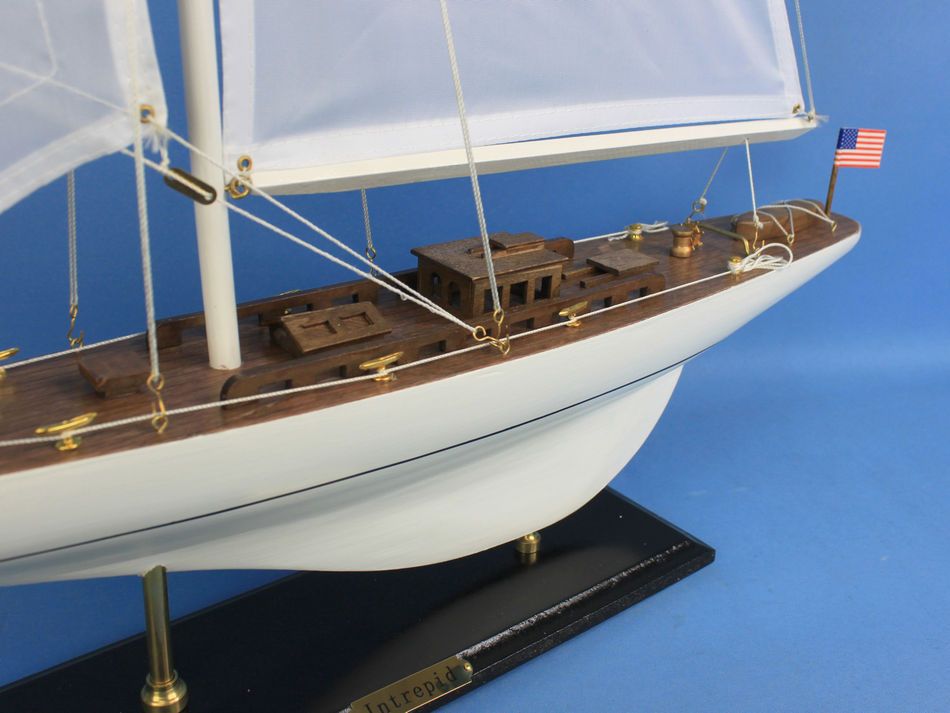 Wooden Intrepid Model Sailbaot Decoration 35"