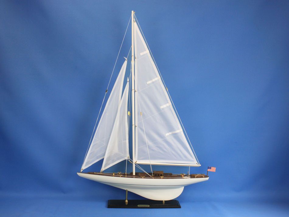 Wooden Intrepid Model Sailbaot Decoration 35"