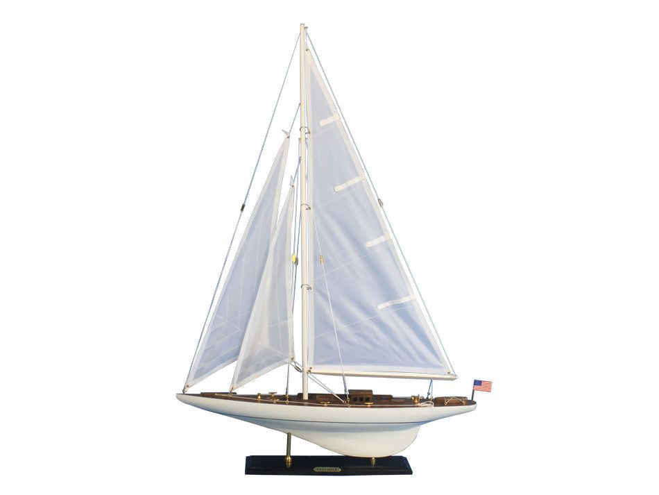 Wooden Intrepid Model Sailboat Decoration 35"