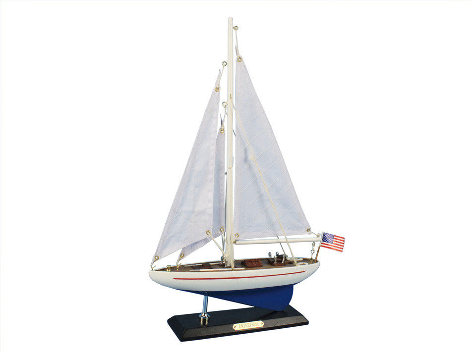 Wooden Enterprise Model Sailboat Decoration 16"