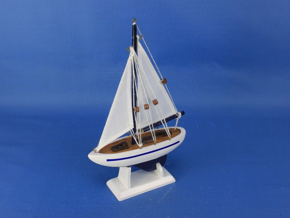 Wooden Enterprise Model Sailboat Christmas Ornament 9"