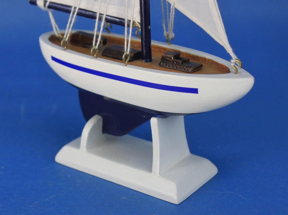 Wooden Blue Sailboat Christmas Tree Ornament 9"