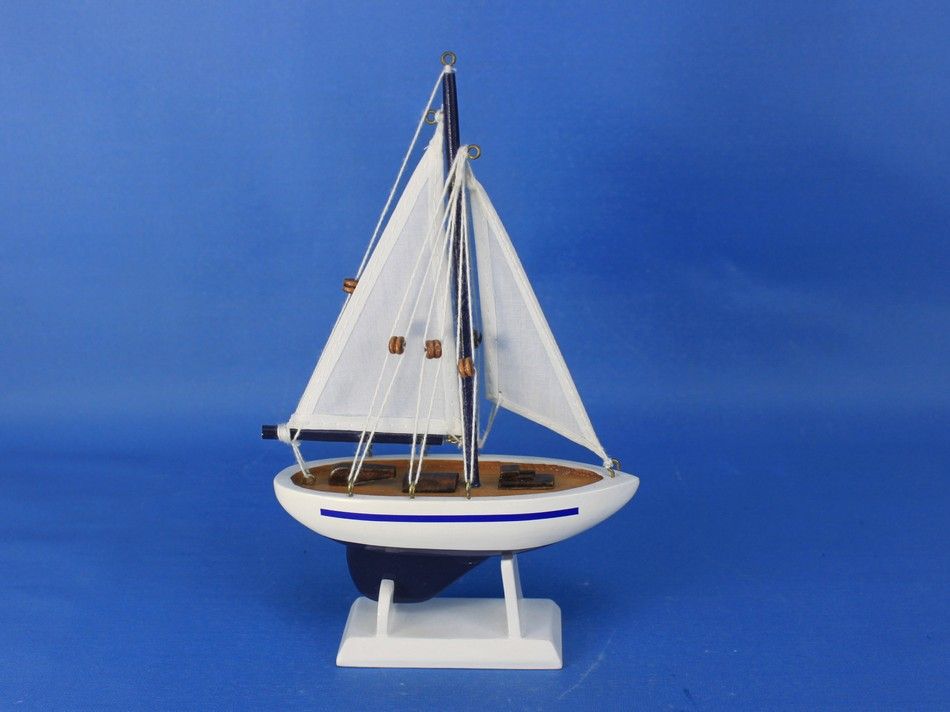 Wooden Enterprise Model Sailboat Decoration 9"