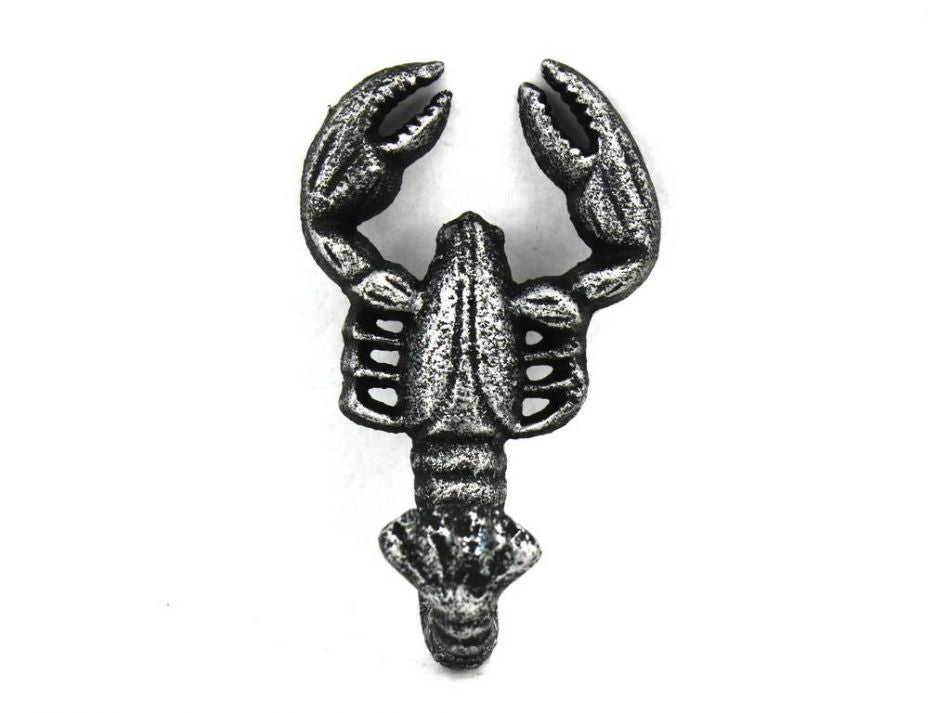 Antique Silver Cast Iron Decorative Wall Mounted Lobster Hook 5"