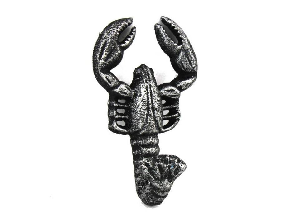 Antique Silver Cast Iron Decorative Wall Mounted Lobster Hook 5"