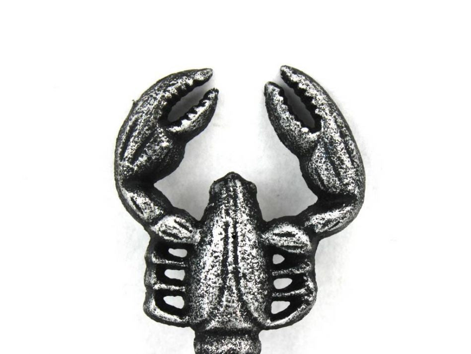 Antique Silver Cast Iron Decorative Wall Mounted Lobster Hook 5"
