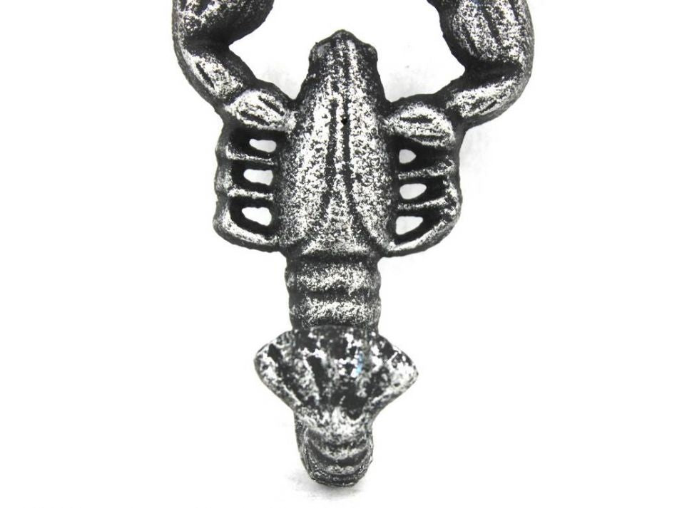 Antique Silver Cast Iron Decorative Wall Mounted Lobster Hook 5"