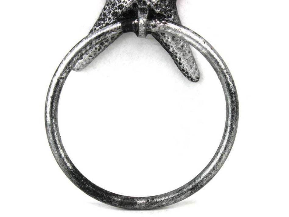 Antique Silver Cast Iron Starfish Towel Holder 8.5"