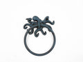 Seaworn Blue Cast Iron Octopus Towel Holder 6"