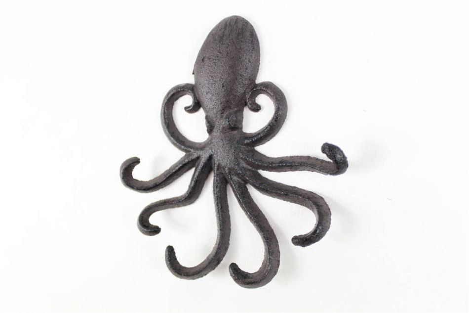 Cast Iron Wall Mounted Decorative Octopus Hooks 7"