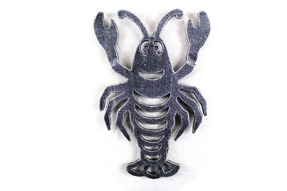 Antique Silver Cast Iron Lobster Trivet 11"