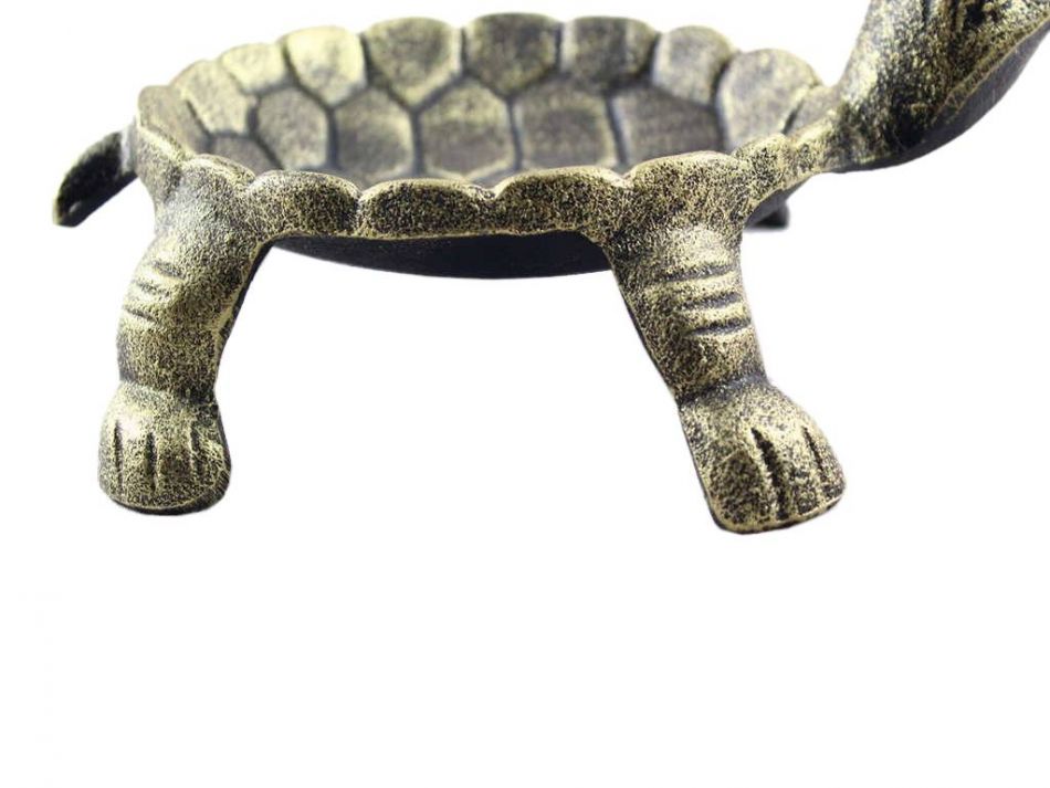 Antique Gold Cast Iron Standing Turtle Plate 9""