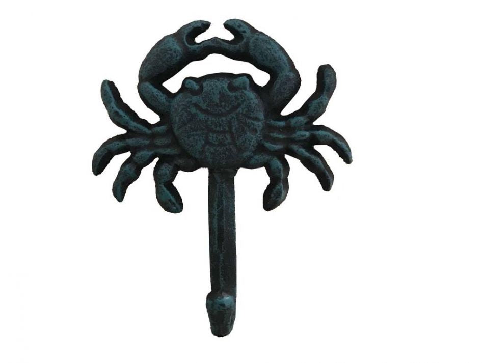 Seaworn Blue Cast Iron Wall Mounted Crab Hook 5"