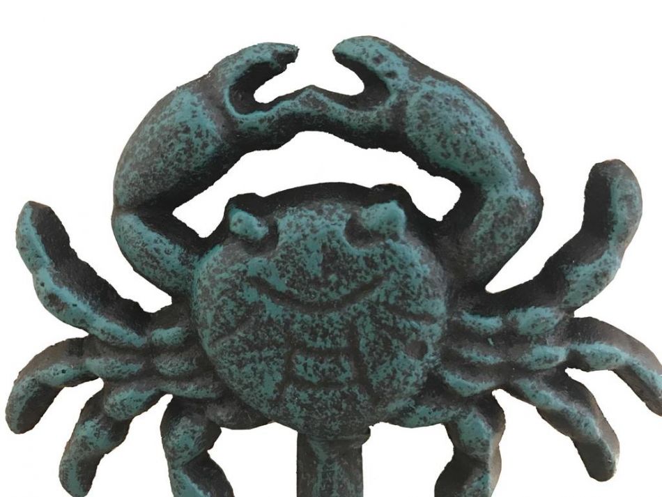 Seaworn Blue Cast Iron Wall Mounted Crab Hook 5"
