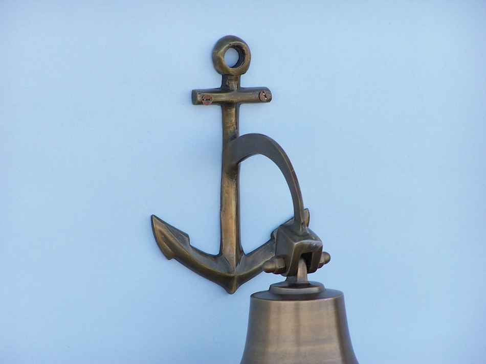 Antique Brass Hanging Anchor Bell 8"