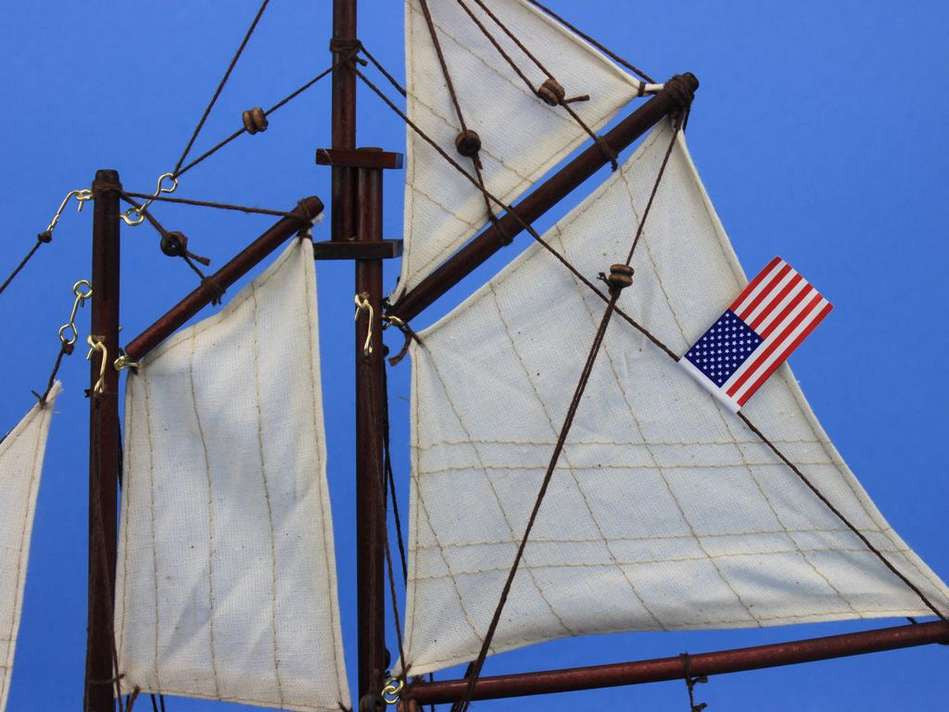 Wooden America Model Sailboat Decoration 16"