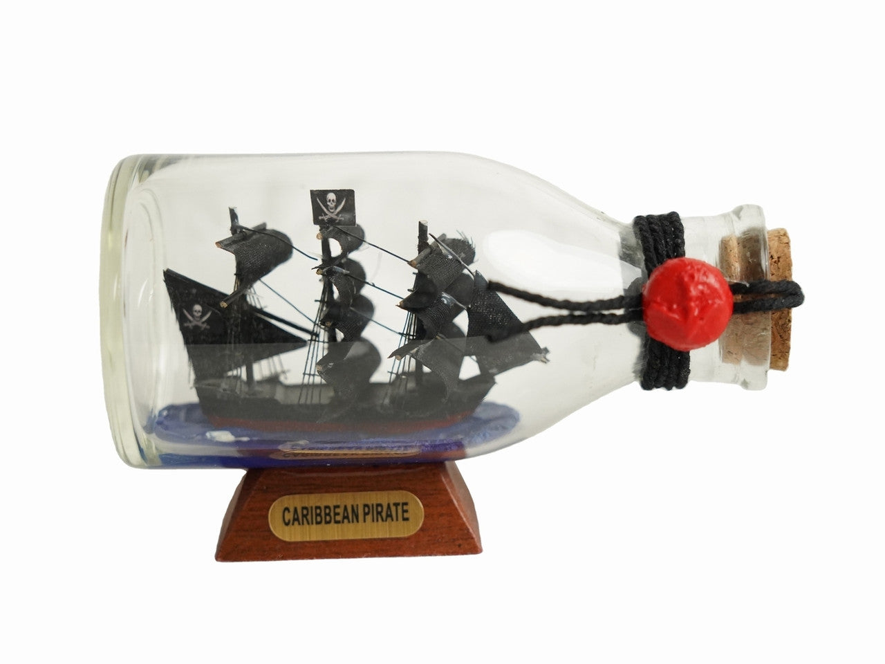 Caribbean Pirate Model Ship in a Glass Bottle 5"