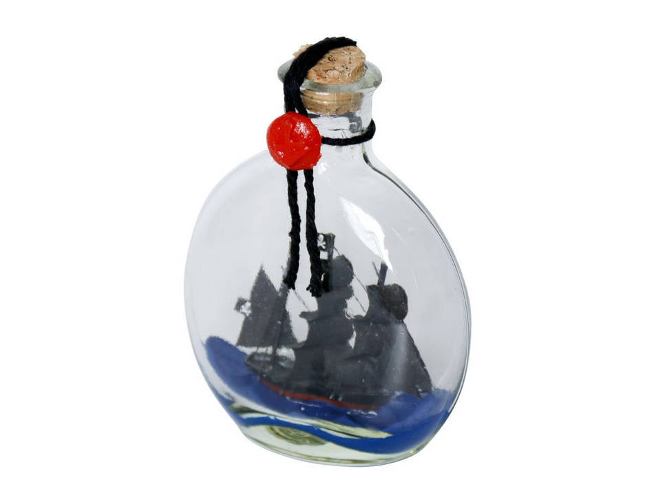 Black Pearl Model Ship in a Glass Bottle 4"