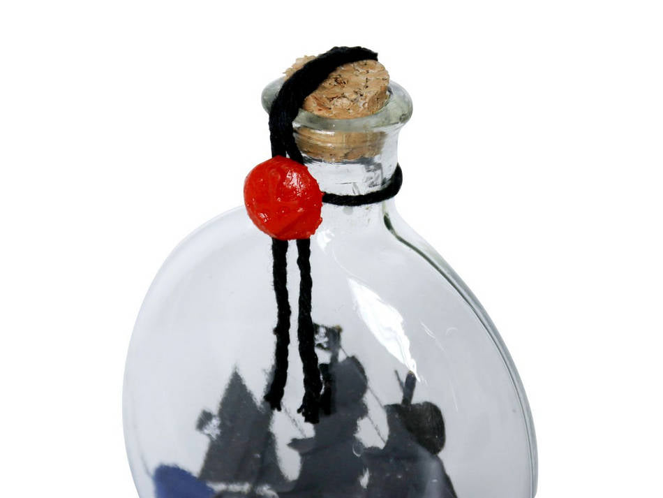 Caribbean Pirate Model Ship in a Glass Bottle 4"