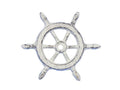 Whitewashed Cast Iron Ship Wheel Decorative Paperweight 4"