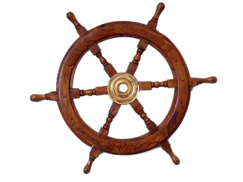 Deluxe Class Wood and Brass Decorative Ship Wheel 24"