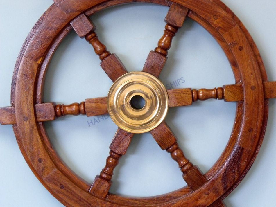 Deluxe Class Wood and Brass Decorative Ship Wheel 24"